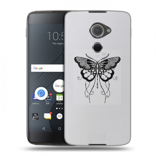 Полупрозрачный дизайнерский пластиковый чехол для Blackberry DTEK60 прозрачные Бабочки 