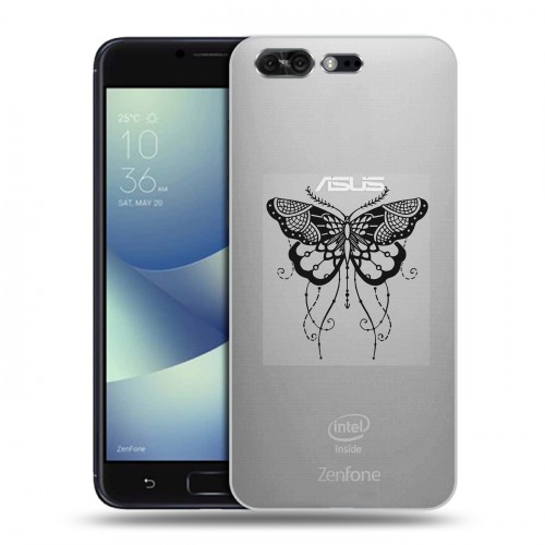 Полупрозрачный дизайнерский пластиковый чехол для ASUS ZenFone 4 Pro прозрачные Бабочки 