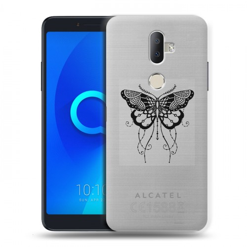 Полупрозрачный дизайнерский пластиковый чехол для Alcatel 3V прозрачные Бабочки 