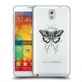 Полупрозрачный дизайнерский пластиковый чехол для Samsung Galaxy Note 3 прозрачные Бабочки 