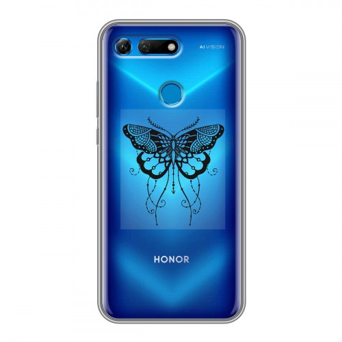 Полупрозрачный дизайнерский пластиковый чехол для Huawei Honor View 20 прозрачные Бабочки 