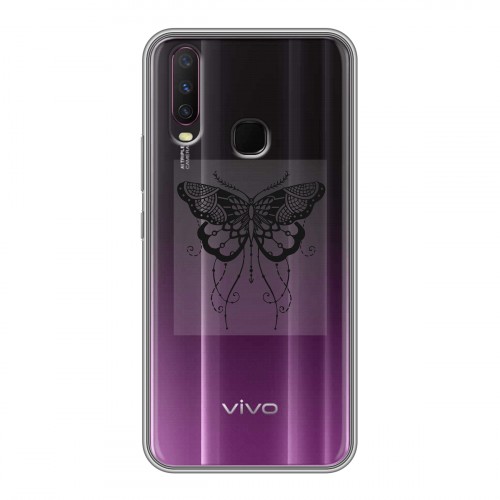 Полупрозрачный дизайнерский силиконовый с усиленными углами чехол для Vivo Y17 прозрачные Бабочки 