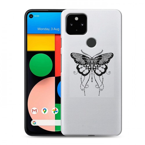 Полупрозрачный дизайнерский силиконовый с усиленными углами чехол для Google Pixel 4a 5G прозрачные Бабочки 