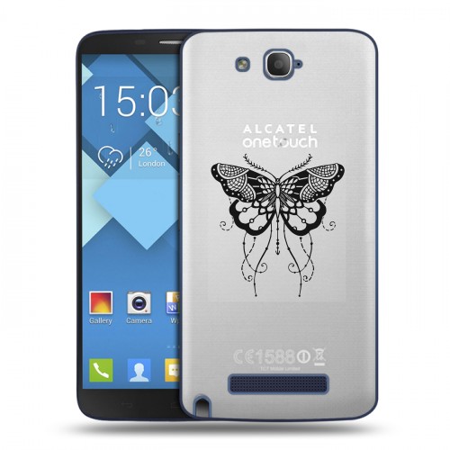 Полупрозрачный дизайнерский пластиковый чехол для Alcatel One Touch Hero прозрачные Бабочки 