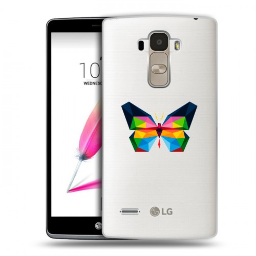 Полупрозрачный дизайнерский пластиковый чехол для LG G4 Stylus прозрачные Бабочки 