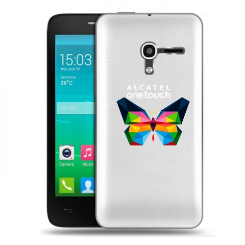 Полупрозрачный дизайнерский пластиковый чехол для Alcatel One Touch Pop D3 прозрачные Бабочки 