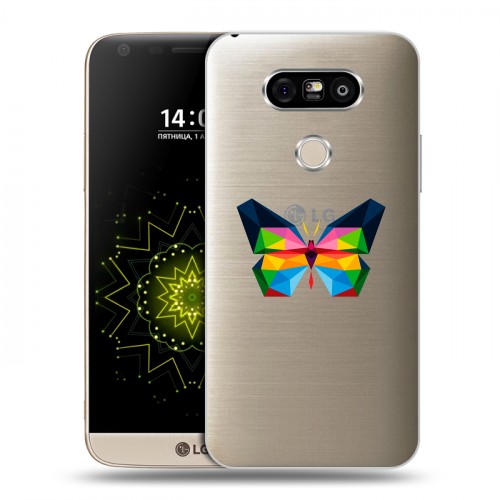 Полупрозрачный дизайнерский пластиковый чехол для LG G5 прозрачные Бабочки 