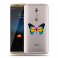 Полупрозрачный дизайнерский пластиковый чехол для ZTE Axon 7 прозрачные Бабочки 