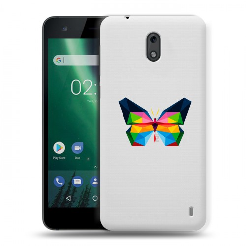 Полупрозрачный дизайнерский пластиковый чехол для Nokia 2 прозрачные Бабочки 