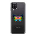 Полупрозрачный дизайнерский пластиковый чехол для Samsung Galaxy A12 прозрачные Бабочки 