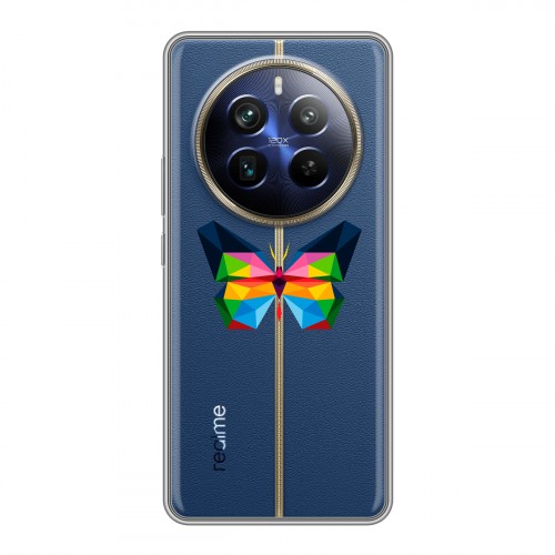 Полупрозрачный дизайнерский силиконовый чехол для Realme 12 Plus 5G прозрачные Бабочки 