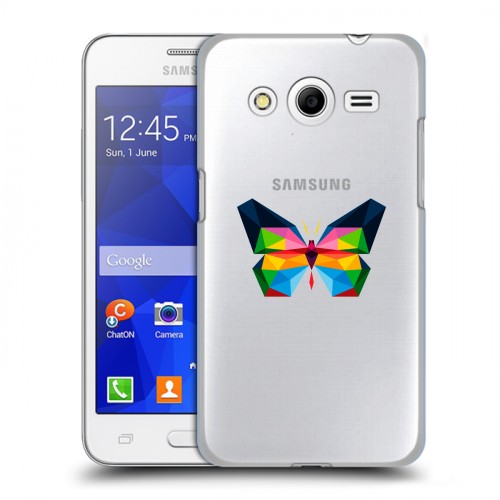 Полупрозрачный дизайнерский пластиковый чехол для Samsung Galaxy Core 2 прозрачные Бабочки 
