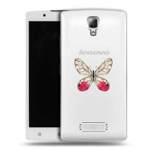Полупрозрачный дизайнерский пластиковый чехол для Lenovo A2010 прозрачные Бабочки 