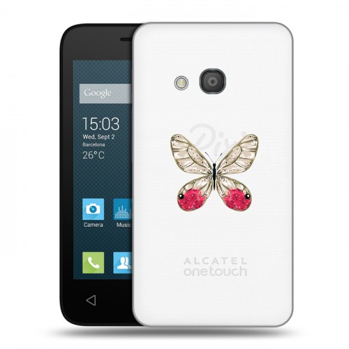 Полупрозрачный дизайнерский пластиковый чехол для Alcatel One Touch Pixi 4 (4) прозрачные Бабочки 