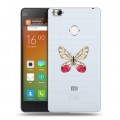 Полупрозрачный дизайнерский пластиковый чехол для Xiaomi Mi4S прозрачные Бабочки 