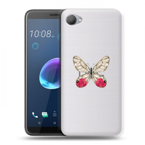 Полупрозрачный дизайнерский пластиковый чехол для HTC Desire 12 прозрачные Бабочки 
