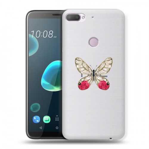 Полупрозрачный дизайнерский пластиковый чехол для HTC Desire 12 Plus прозрачные Бабочки 
