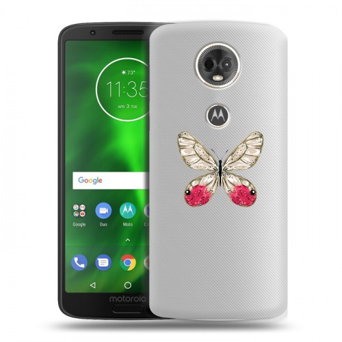 Полупрозрачный дизайнерский пластиковый чехол для Motorola Moto E5 Plus прозрачные Бабочки 