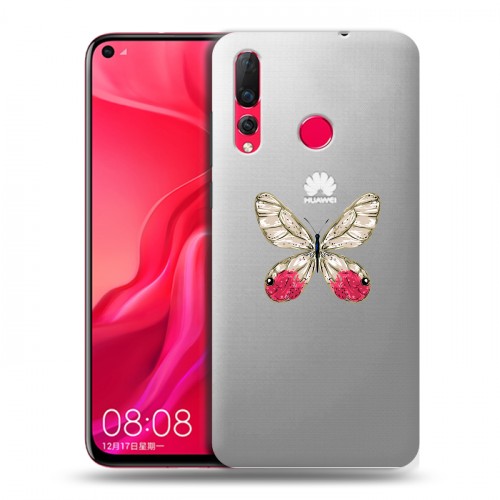 Полупрозрачный дизайнерский пластиковый чехол для Huawei Nova 4 прозрачные Бабочки 