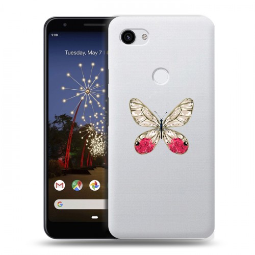 Полупрозрачный дизайнерский пластиковый чехол для Google Pixel 3a XL прозрачные Бабочки 