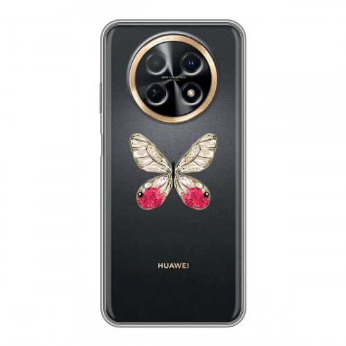 Полупрозрачный дизайнерский пластиковый чехол для Huawei Nova Y91 прозрачные Бабочки 