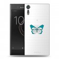 Полупрозрачный дизайнерский пластиковый чехол для Sony Xperia XZs прозрачные Бабочки 