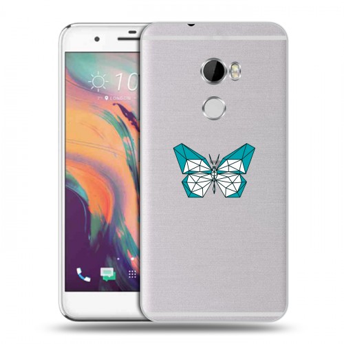 Полупрозрачный дизайнерский пластиковый чехол для HTC One X10 прозрачные Бабочки 