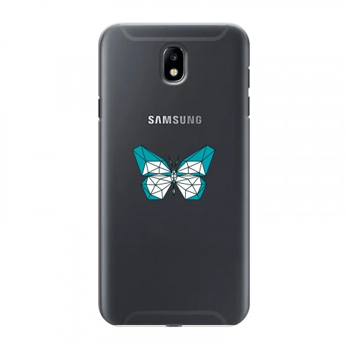 Полупрозрачный дизайнерский силиконовый с усиленными углами чехол для Samsung Galaxy J7 (2017) прозрачные Бабочки 