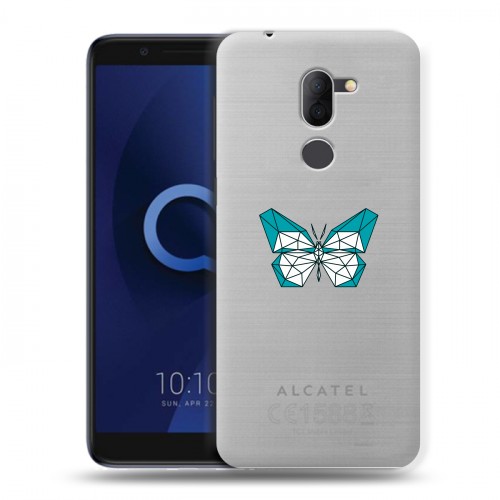 Полупрозрачный дизайнерский пластиковый чехол для Alcatel 3X прозрачные Бабочки 