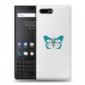 Полупрозрачный дизайнерский пластиковый чехол для BlackBerry KEY2 прозрачные Бабочки 