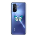 Полупрозрачный дизайнерский пластиковый чехол для Huawei Nova Y70 прозрачные Бабочки 