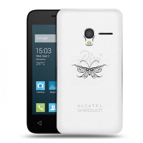 Полупрозрачный дизайнерский пластиковый чехол для Alcatel One Touch Pixi 3 (4.0) прозрачные Бабочки 