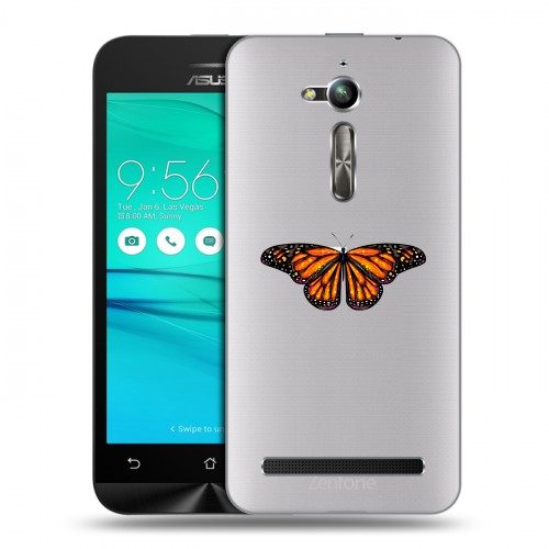 Полупрозрачный дизайнерский пластиковый чехол для ASUS ZenFone Go ZB500KL прозрачные Бабочки 