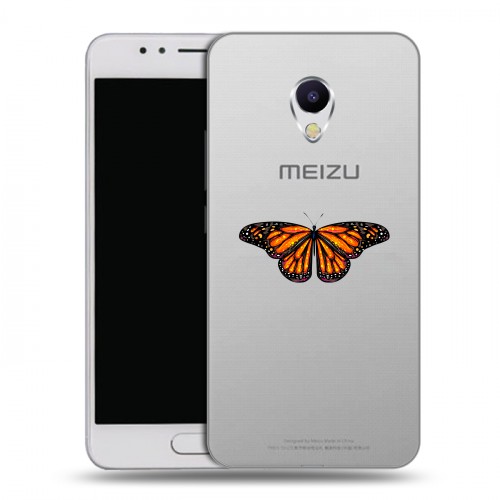 Полупрозрачный дизайнерский силиконовый чехол для Meizu M5s прозрачные Бабочки 