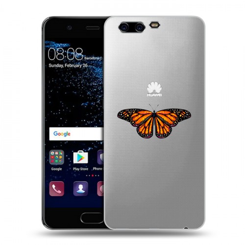 Полупрозрачный дизайнерский пластиковый чехол для Huawei P10 прозрачные Бабочки 