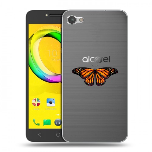 Полупрозрачный дизайнерский пластиковый чехол для Alcatel A5 LED прозрачные Бабочки 
