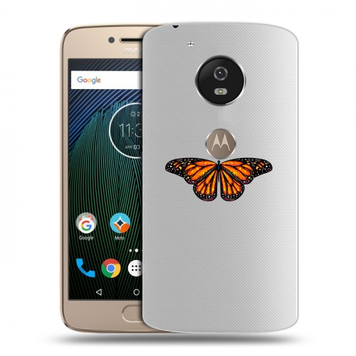 Полупрозрачный дизайнерский пластиковый чехол для Motorola Moto G5s прозрачные Бабочки 