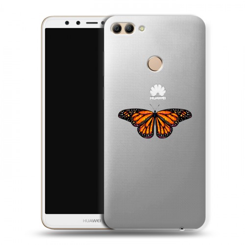 Полупрозрачный дизайнерский пластиковый чехол для Huawei Y9 (2018) прозрачные Бабочки 