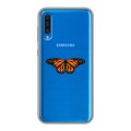 Полупрозрачный дизайнерский пластиковый чехол для Samsung Galaxy A50 прозрачные Бабочки 