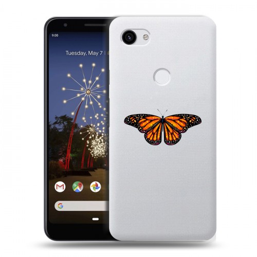 Полупрозрачный дизайнерский пластиковый чехол для Google Pixel 3a XL прозрачные Бабочки 