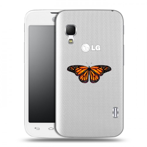 Полупрозрачный дизайнерский пластиковый чехол для LG Optimus L5 2 II прозрачные Бабочки 