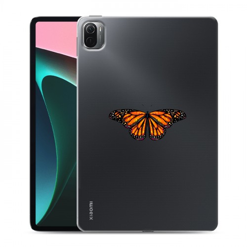 Полупрозрачный дизайнерский силиконовый чехол для Xiaomi Pad 5 прозрачные Бабочки 