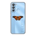 Полупрозрачный дизайнерский силиконовый чехол для Tecno Pop 5 LTE прозрачные Бабочки 