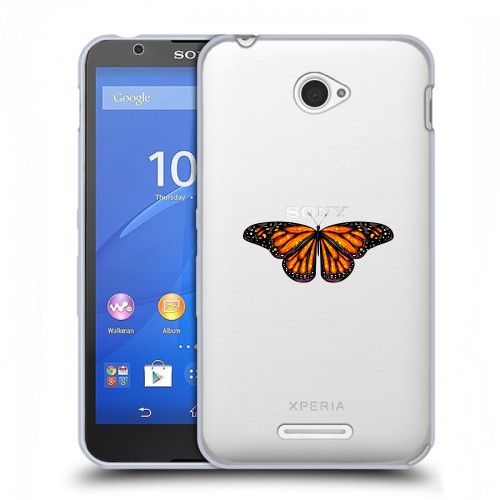 Полупрозрачный дизайнерский пластиковый чехол для Sony Xperia E4 прозрачные Бабочки 