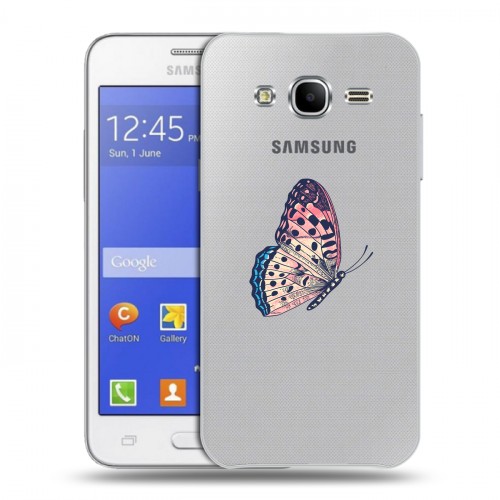 Полупрозрачный дизайнерский силиконовый чехол для Samsung Galaxy J7 прозрачные Бабочки 