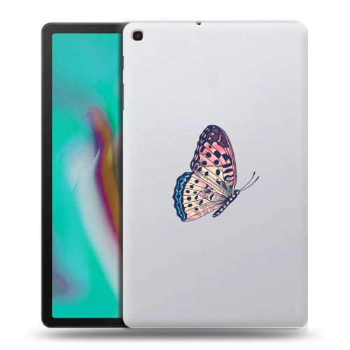 Полупрозрачный дизайнерский силиконовый чехол для Samsung Galaxy Tab A 10.1 (2019) прозрачные Бабочки 