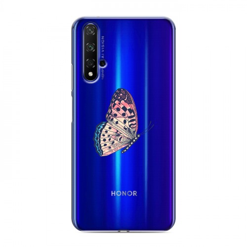 Полупрозрачный дизайнерский пластиковый чехол для Huawei Honor 20 прозрачные Бабочки 