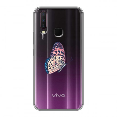 Полупрозрачный дизайнерский силиконовый чехол для Vivo Y17 прозрачные Бабочки 