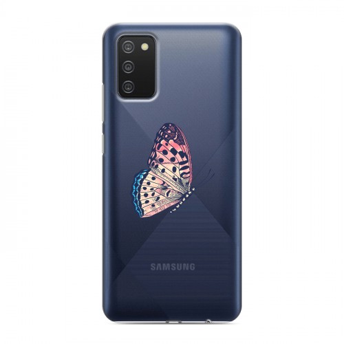 Полупрозрачный дизайнерский пластиковый чехол для Samsung Galaxy A02s прозрачные Бабочки 