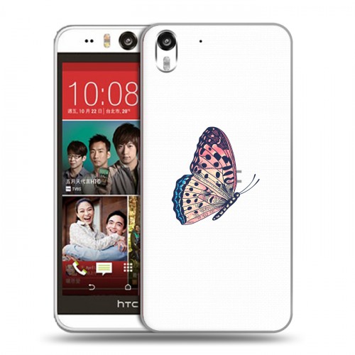 Полупрозрачный дизайнерский силиконовый чехол для HTC Desire Eye прозрачные Бабочки 